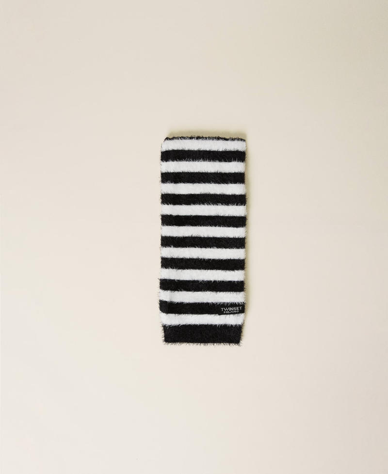 Striped scarf "Snow" White / Black Stripe Woman 212TA4059-01