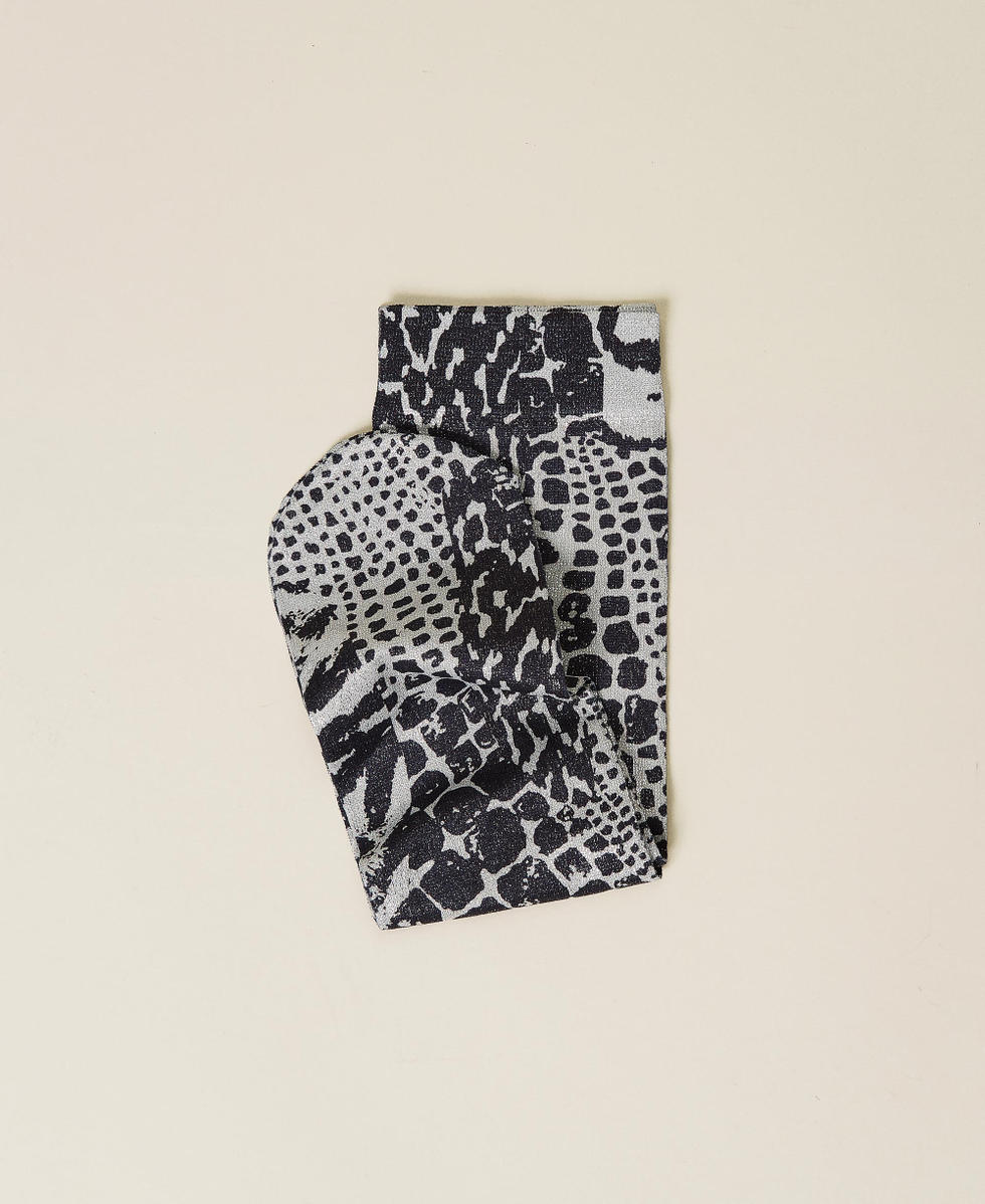 Animal print socks Snow / Black Animal Print Patch Woman 212TA4060-01