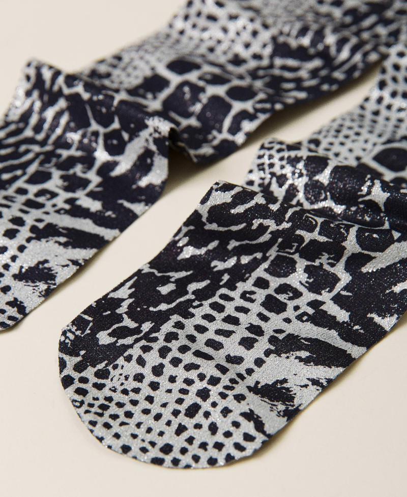 Animal print socks Snow / Black Animal Print Patch Woman 212TA4060-02