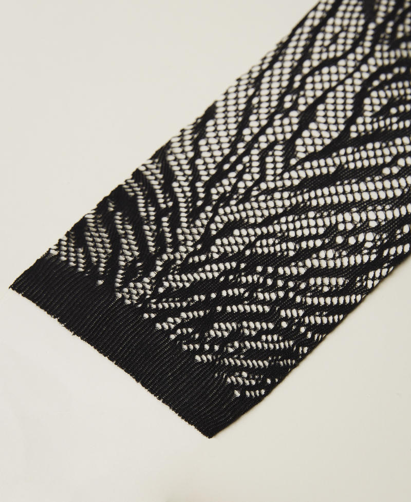 Netz-Leggings mit Animaldessin Schwarz Frau 212TA4065-01