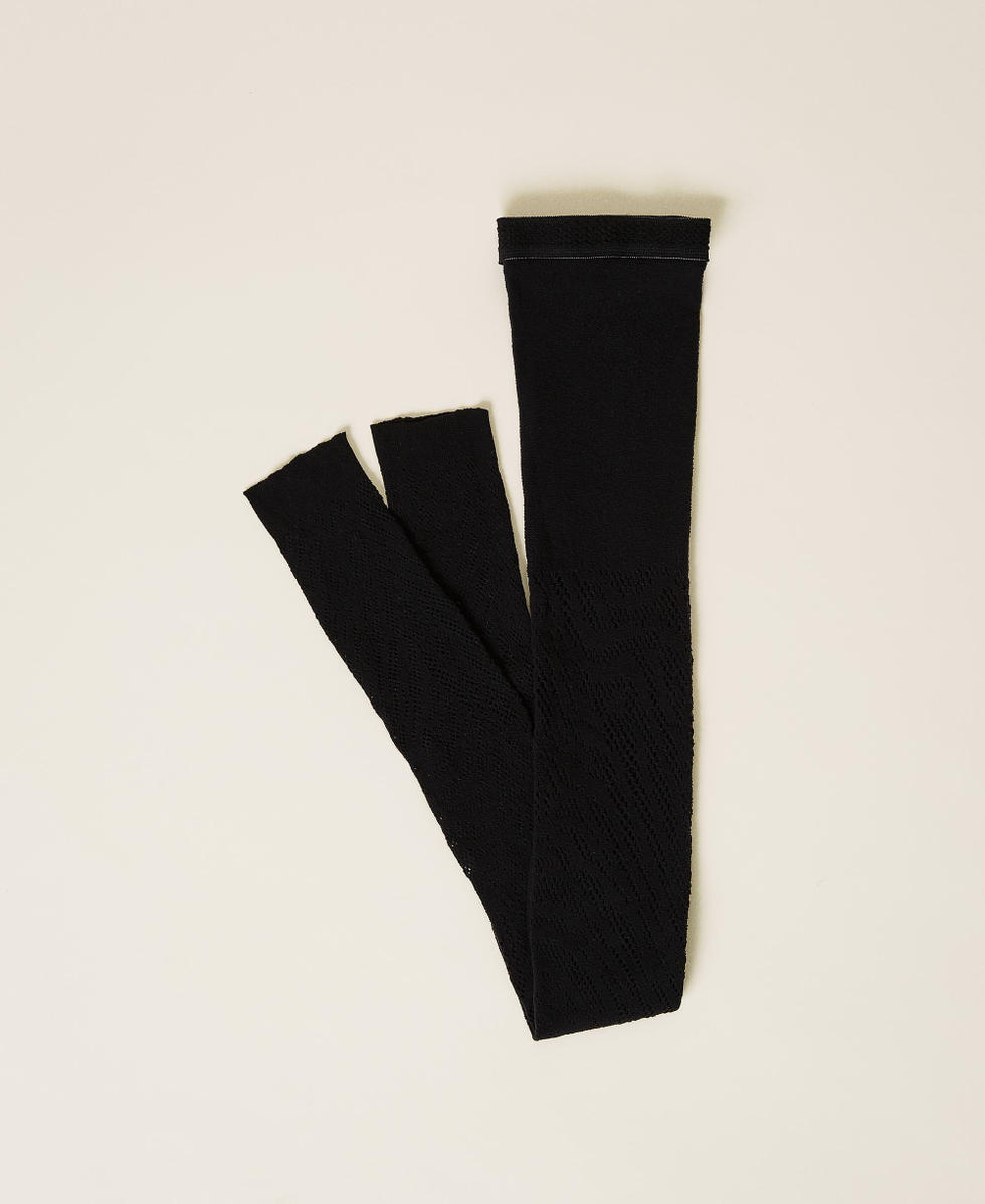 Legging en filet animalier Noir Femme 212TA4065-02