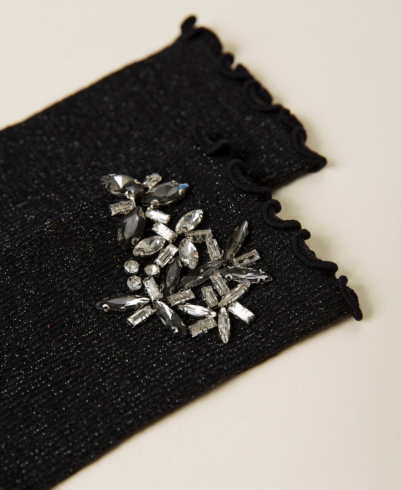 Lurex socks with embroidery Black Woman 212TA4069-02