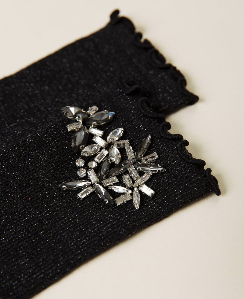 Lurex socks with embroidery Black Woman 212TA4069-02