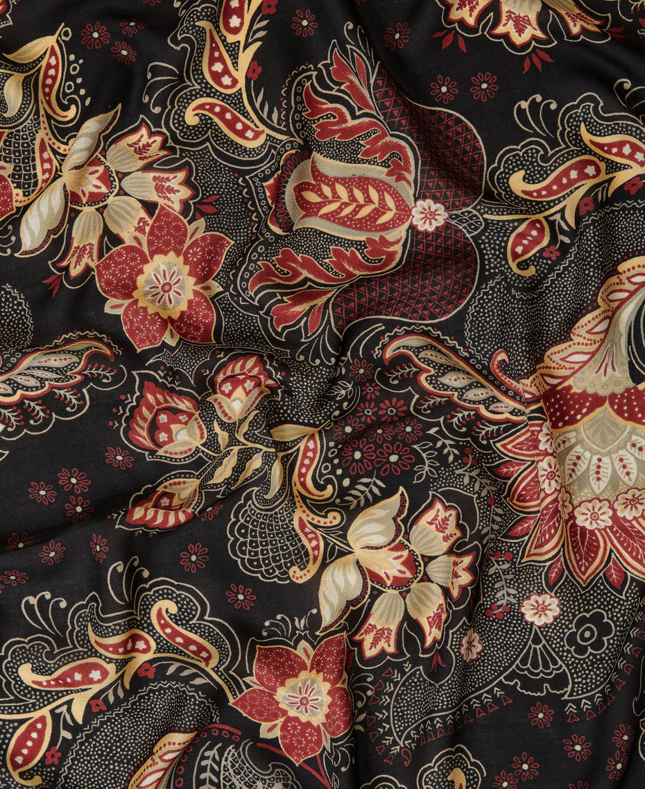 Bufanda con estampado de flores Estampado Indian Flower Negro Mujer 212TA4070-03