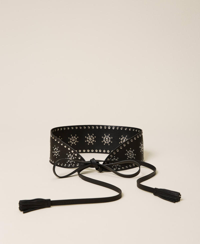 Studded leather belt Black Woman 212TA4118-01