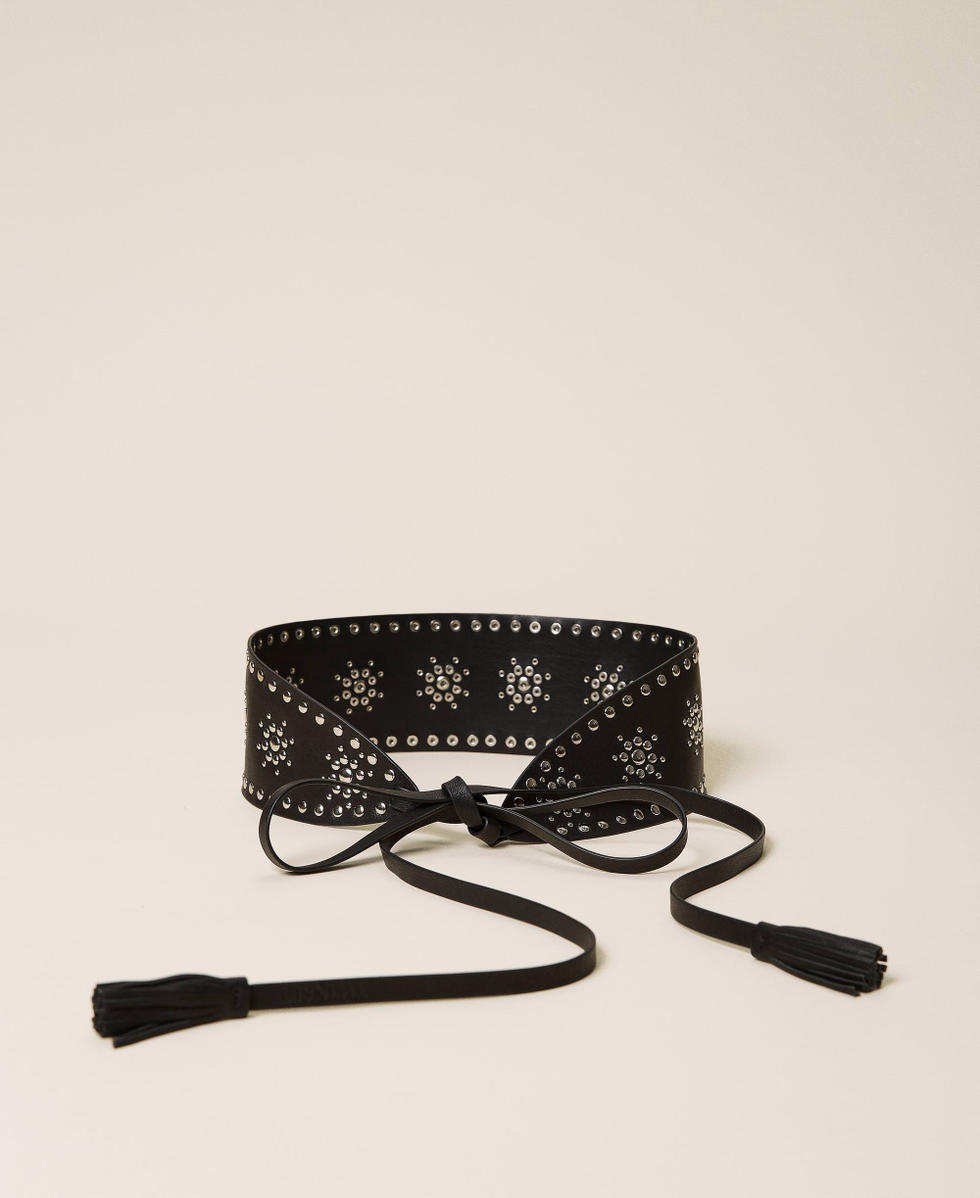 Studded leather belt