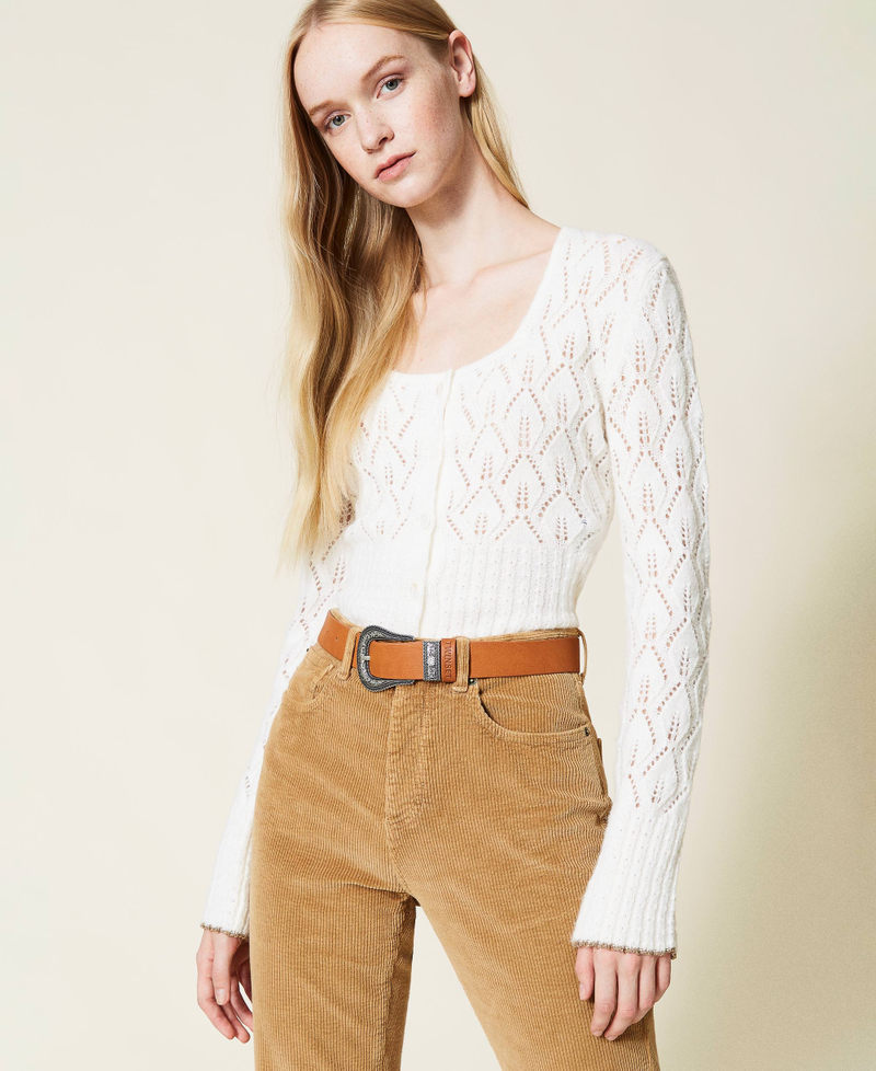 Leather belt with Texas buckle Leather Brown Woman 212TA411A-0S