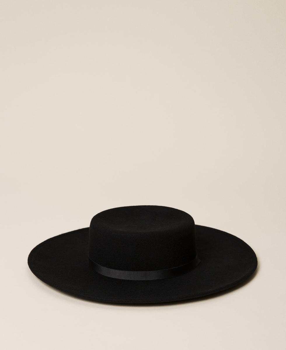 Black wool wide brim hat hotsell