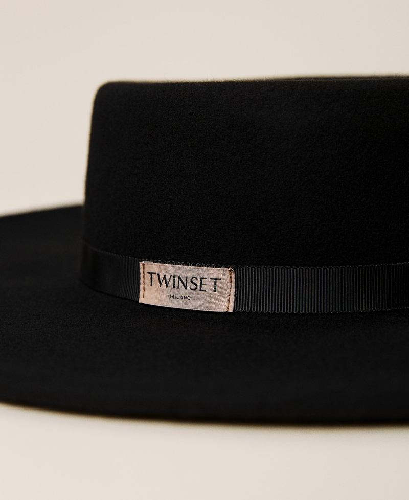 Wool cloth wide brim hat Woman Black TWINSET Milano