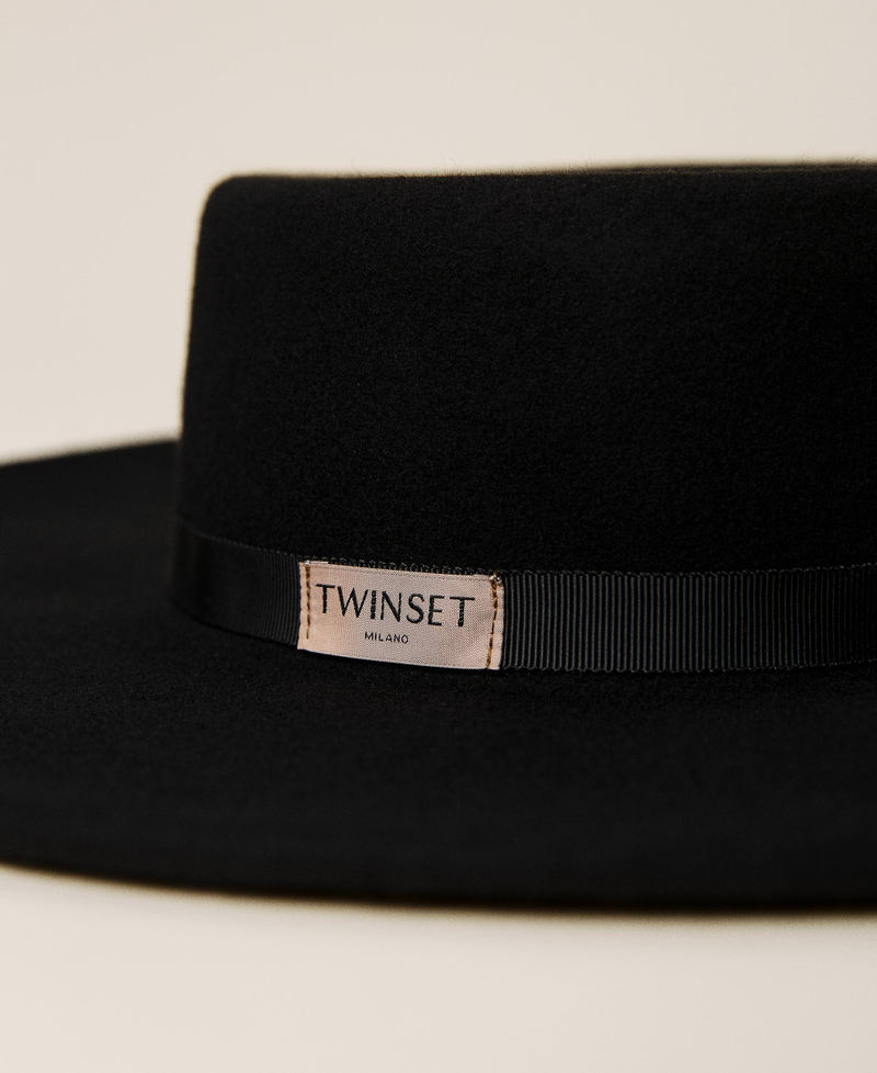 Sombrero de paño de lana de ala ancha Negro Mujer 212TA4141-02