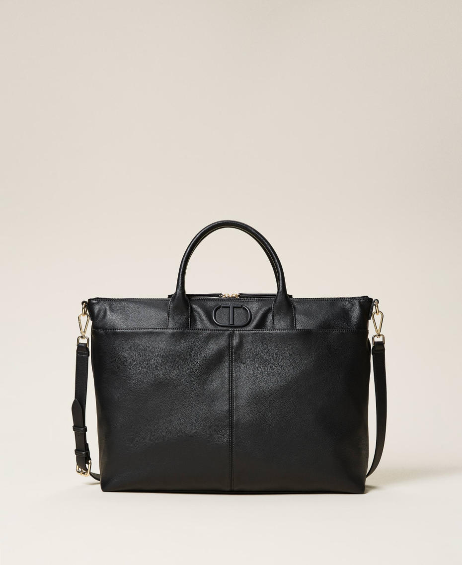 Borsa shopper con logo Nero Donna 212TB7030-01