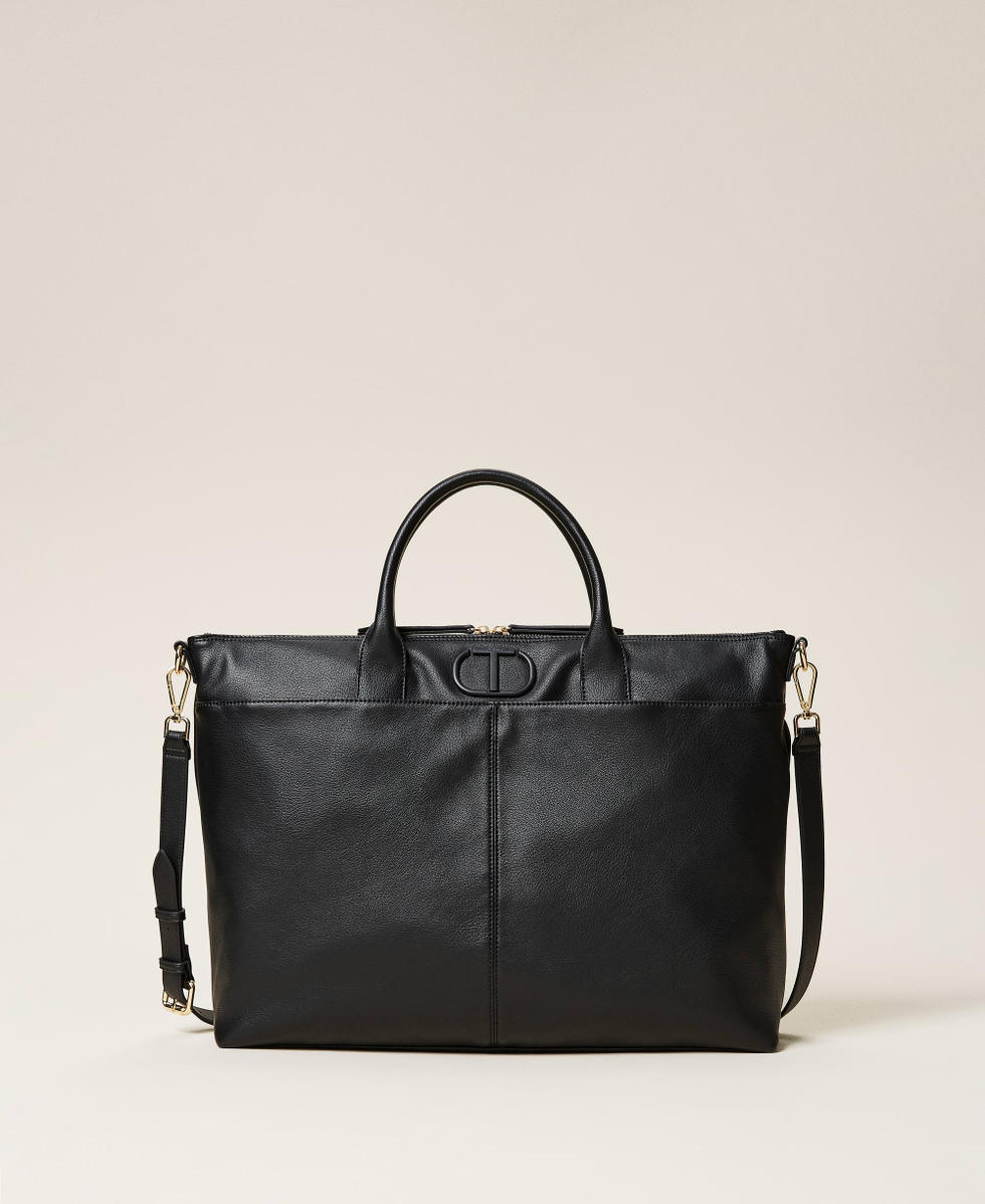 Shopper mit Logo Schwarz Frau 212TB7030-01