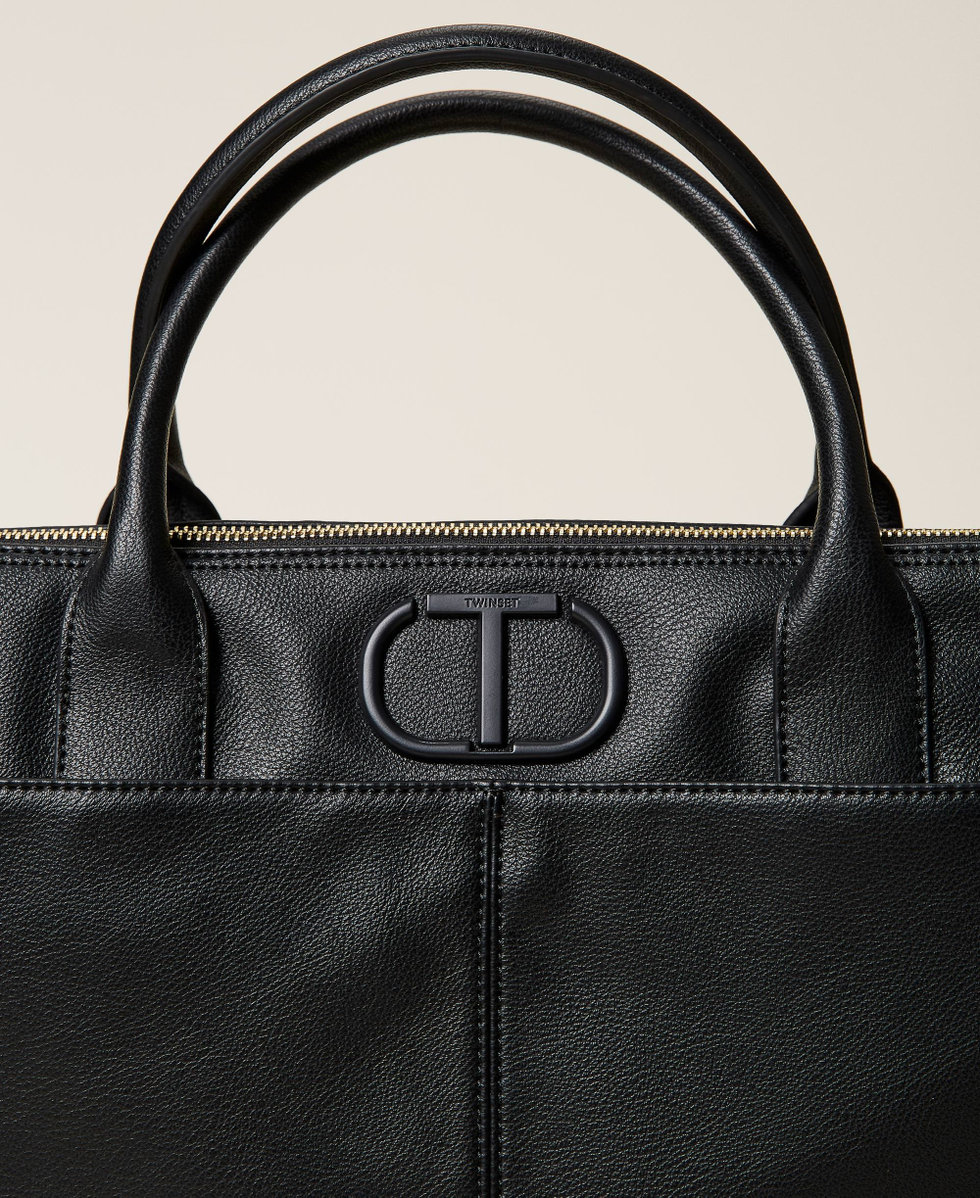 Shopper mit Logo Schwarz Frau 212TB7030-03