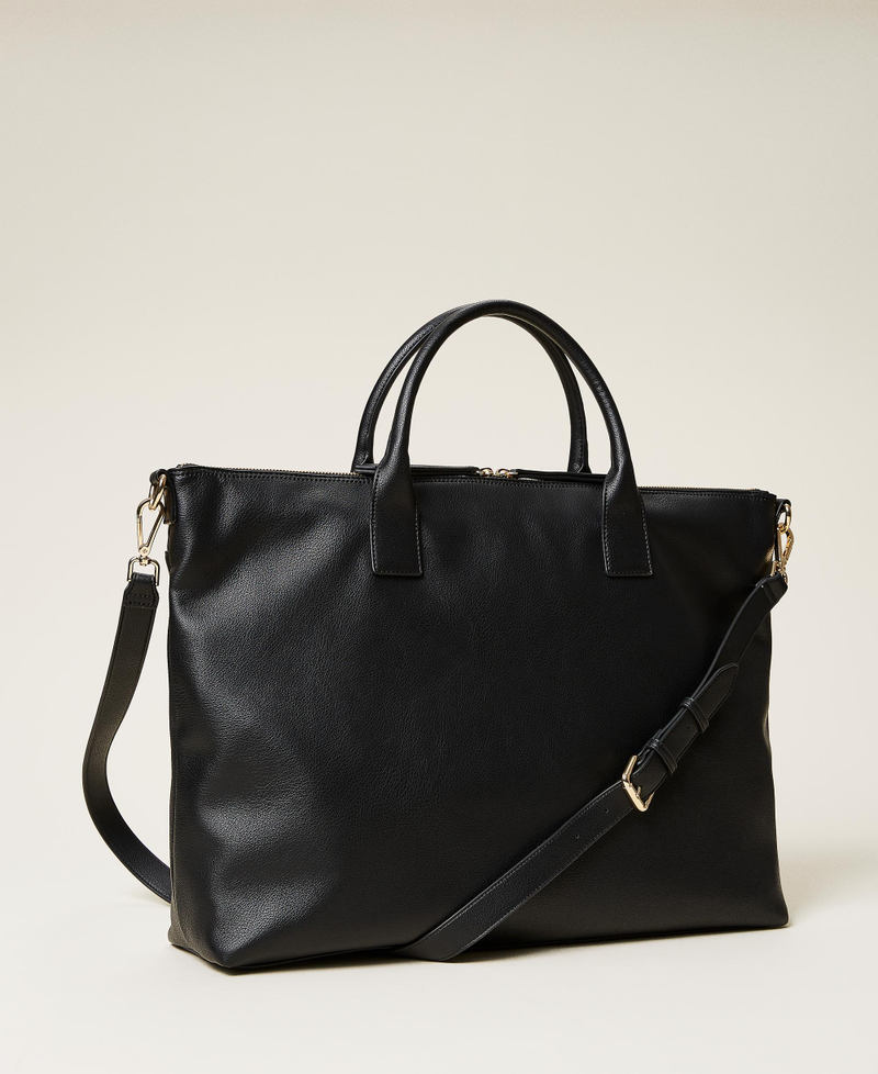 Borsa shopper con logo Nero Donna 212TB7030-04
