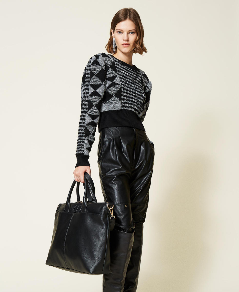 Shopper mit Logo Schwarz Frau 212TB7030-0S