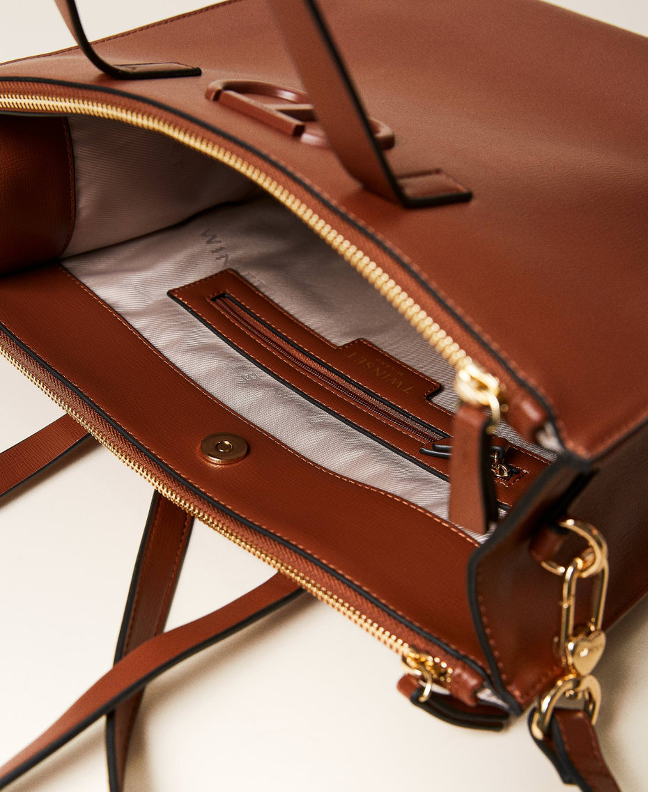 Vertical 'Kus' shopper with logo Leather Brown Woman 212TB7060_00057_06