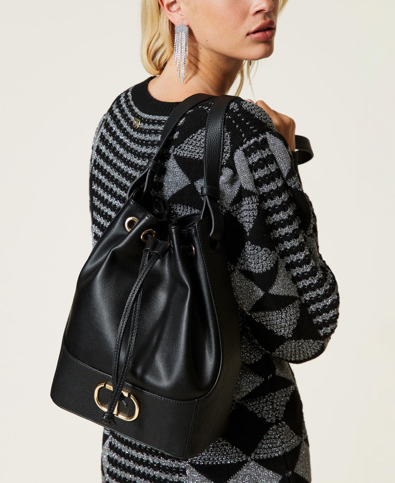 Bucket bag with logo Black Woman 212TB7092-0S