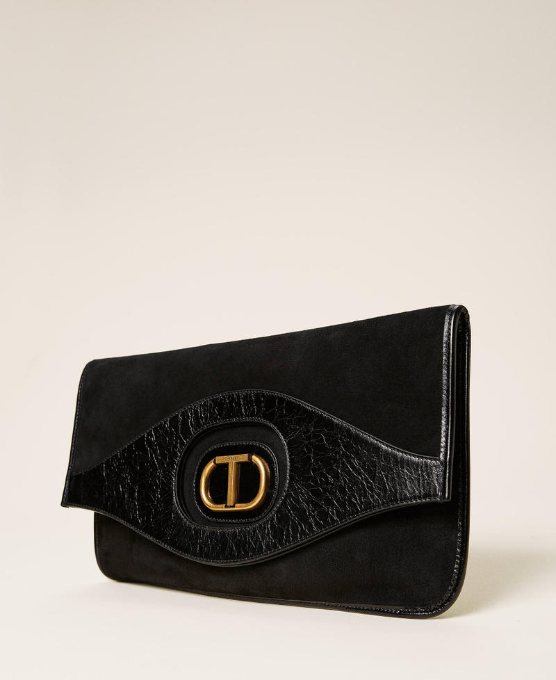 Borsa clutch ripiegata in pelle Nero Donna 212TB7171-01
