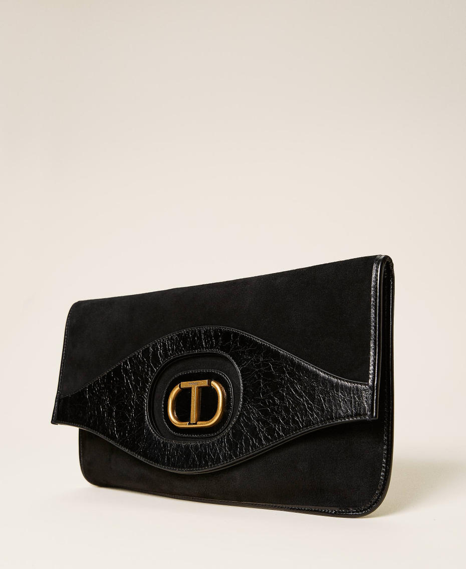 Borsa clutch ripiegata in pelle Nero Donna 212TB7171-01