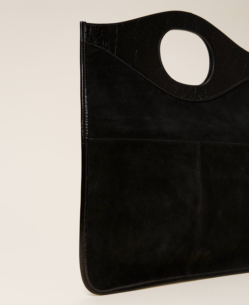 Borsa clutch ripiegata in pelle Nero Donna 212TB7171-02