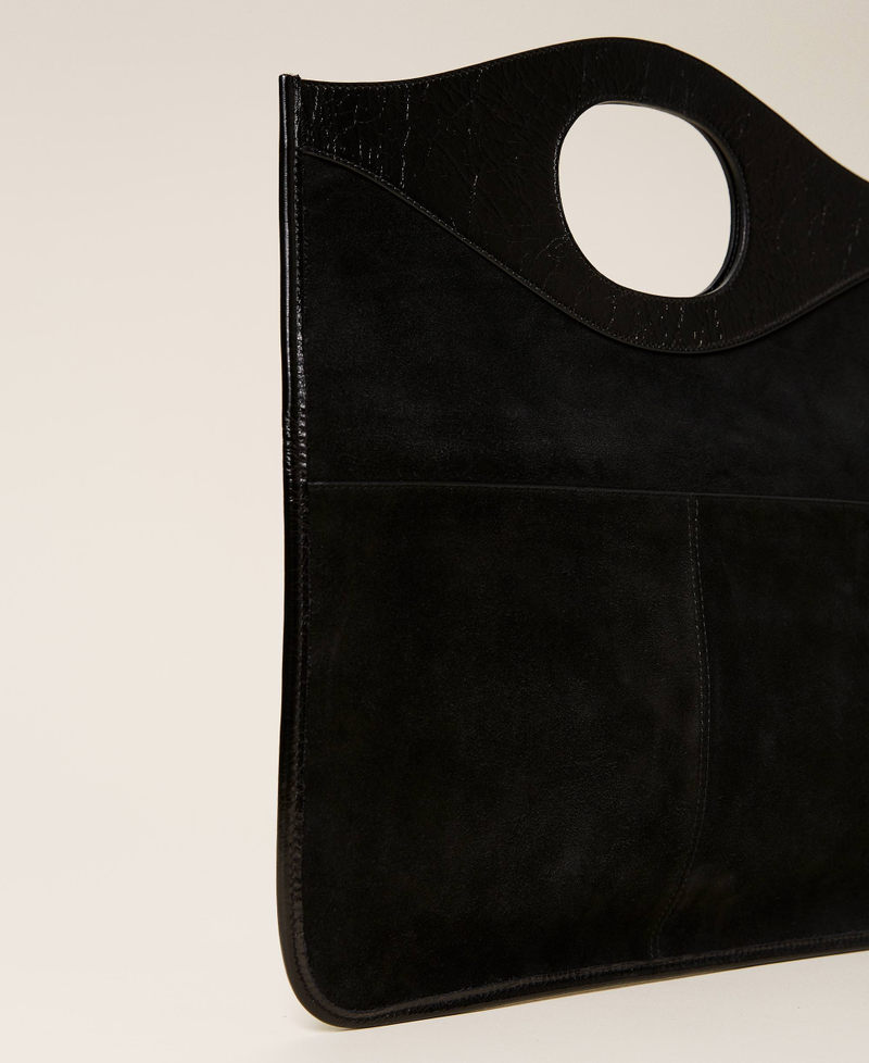 Folded leather clutch Black Woman 212TB7171-02