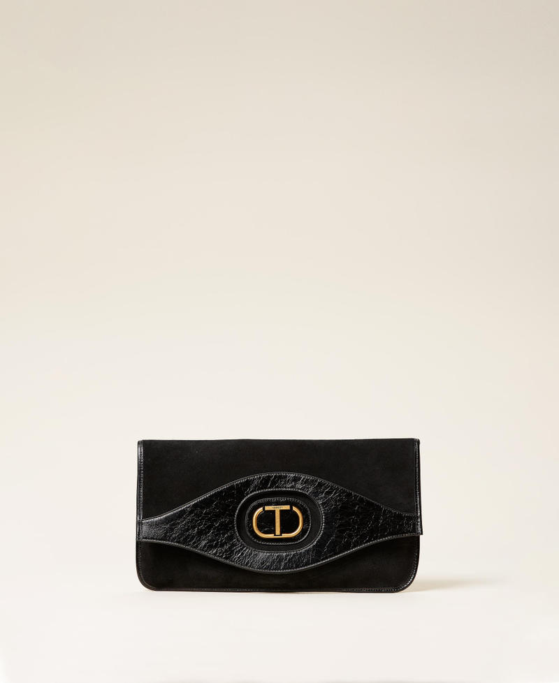 Borsa clutch ripiegata in pelle Nero Donna 212TB7171-03