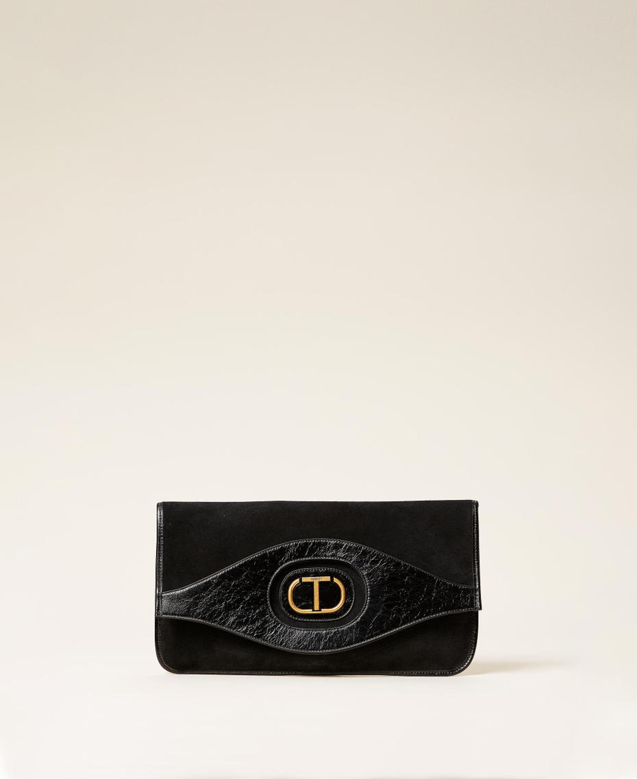 Borsa clutch ripiegata in pelle Nero Donna 212TB7171-03