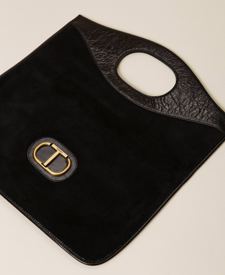Borsa clutch ripiegata in pelle Nero Donna 212TB7171-05