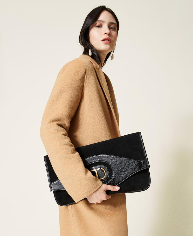 Borsa clutch ripiegata in pelle Nero Donna 212TB7171-0S