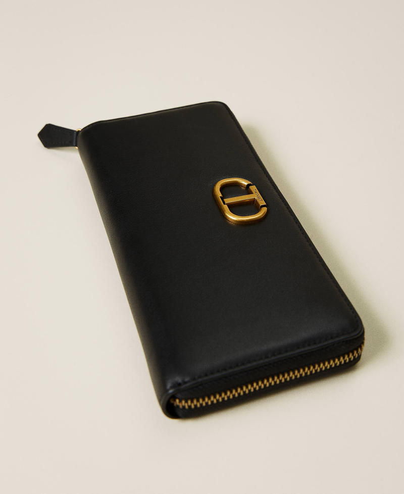 Leather wallet with logo Black Woman 212TB7172-01