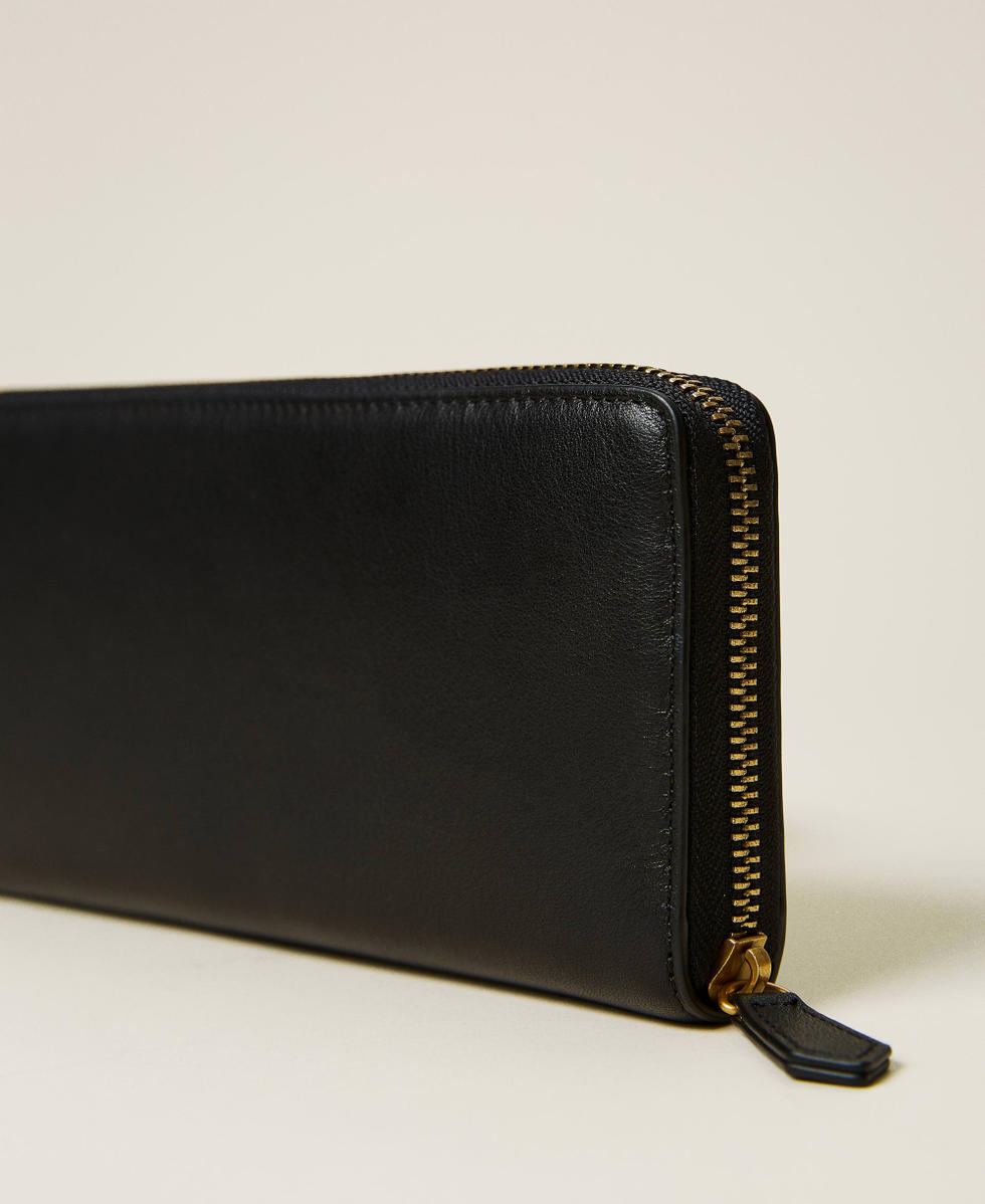 Leather wallet with logo Black Woman 212TB7172-03