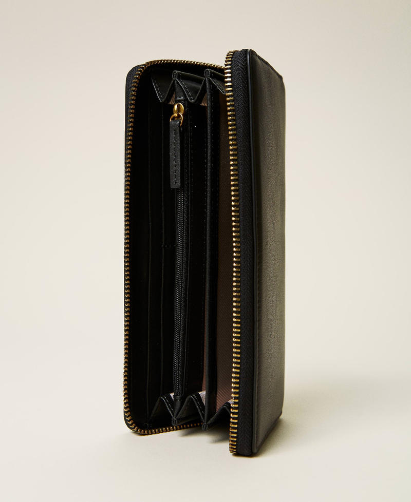 Кожаный кошелек с логотипом Черный женщина 212TB7172-04