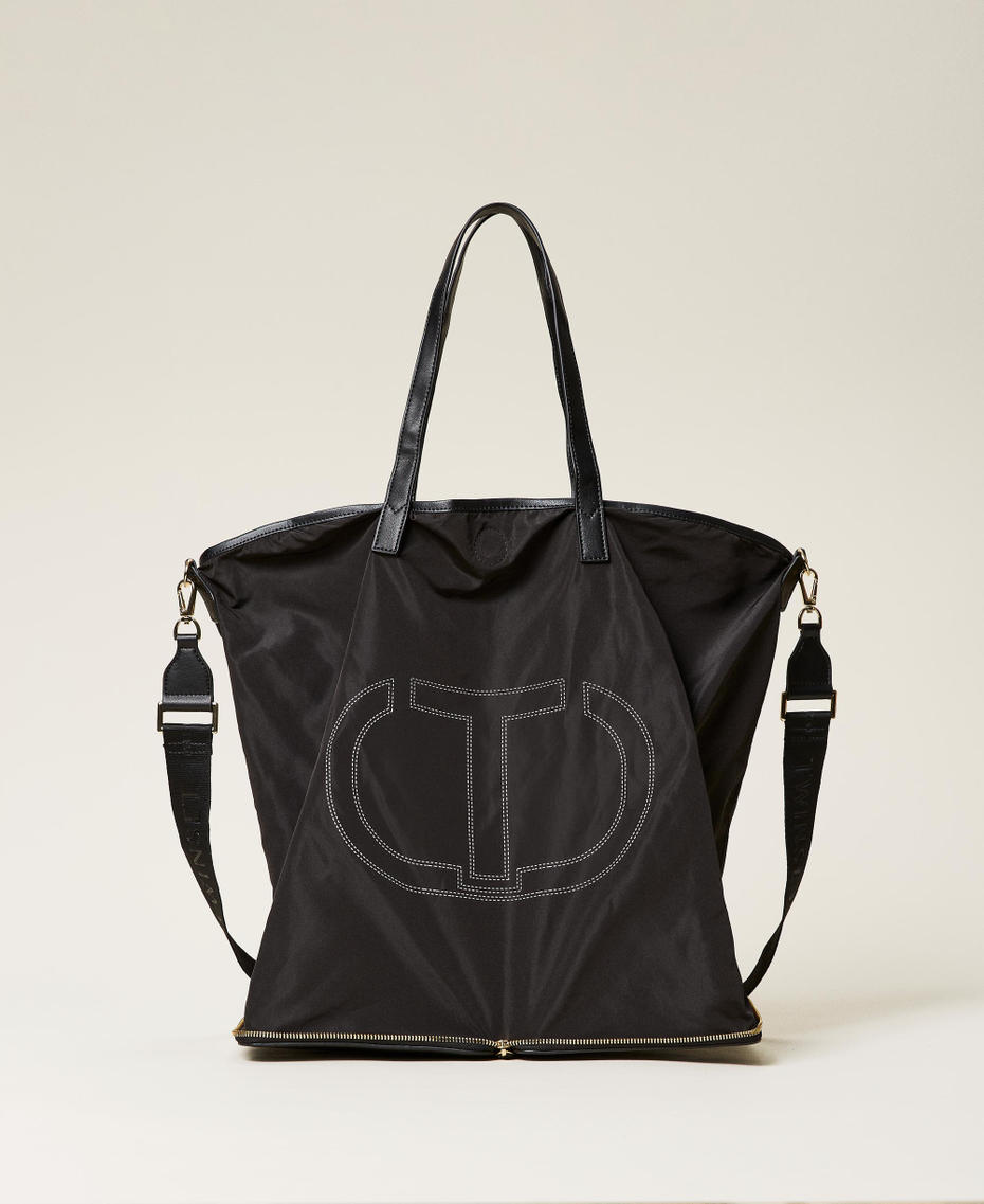 Borsa shopper ripiegabile con logo Nero Donna 212TB7190-01