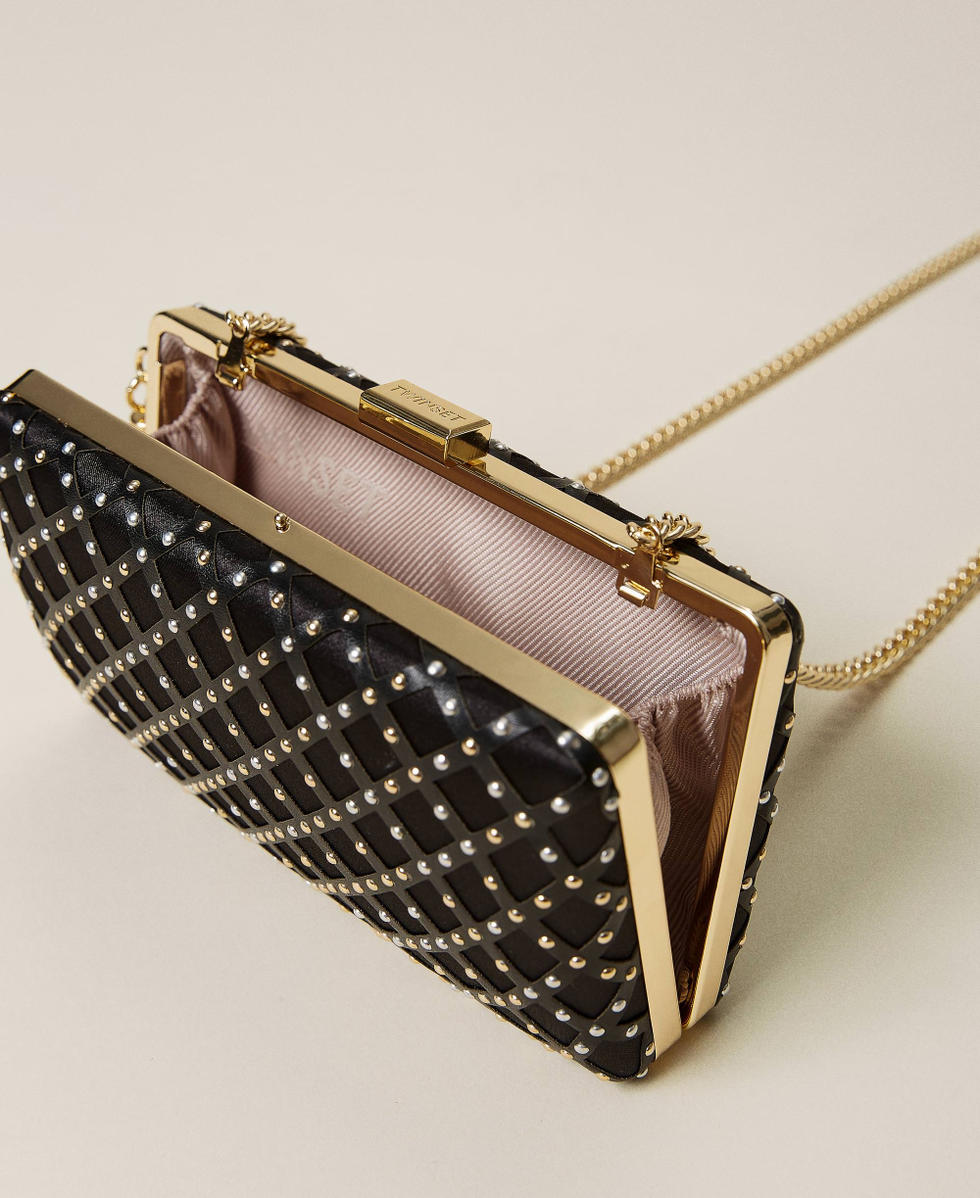 Gold studded clutch bag clearance