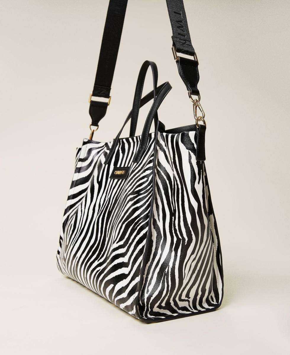 Bolso shopper con estampado animal print Mujer Negro TWINSET Milano