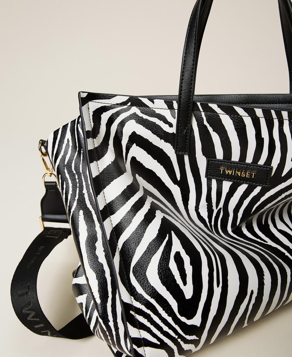 Bolso shopper con estampado animal print Estampado Cebra Mujer 212TB7230-03