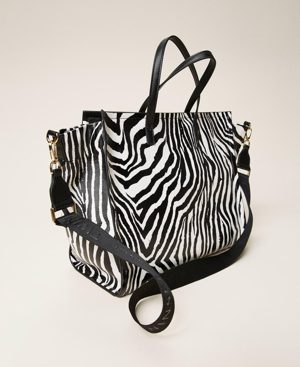 Bolso shopper con estampado animal print Mujer Negro TWINSET Milano