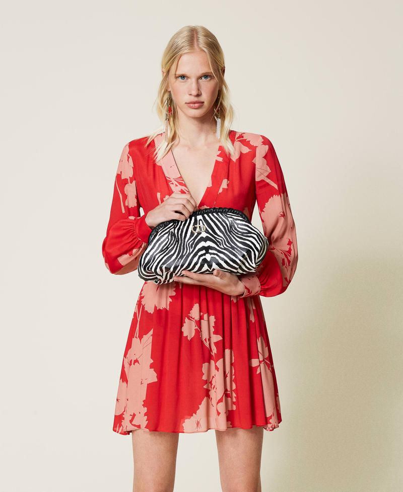 Soft clutch bag with animal print Zebra Print Woman 212TB7231-0S