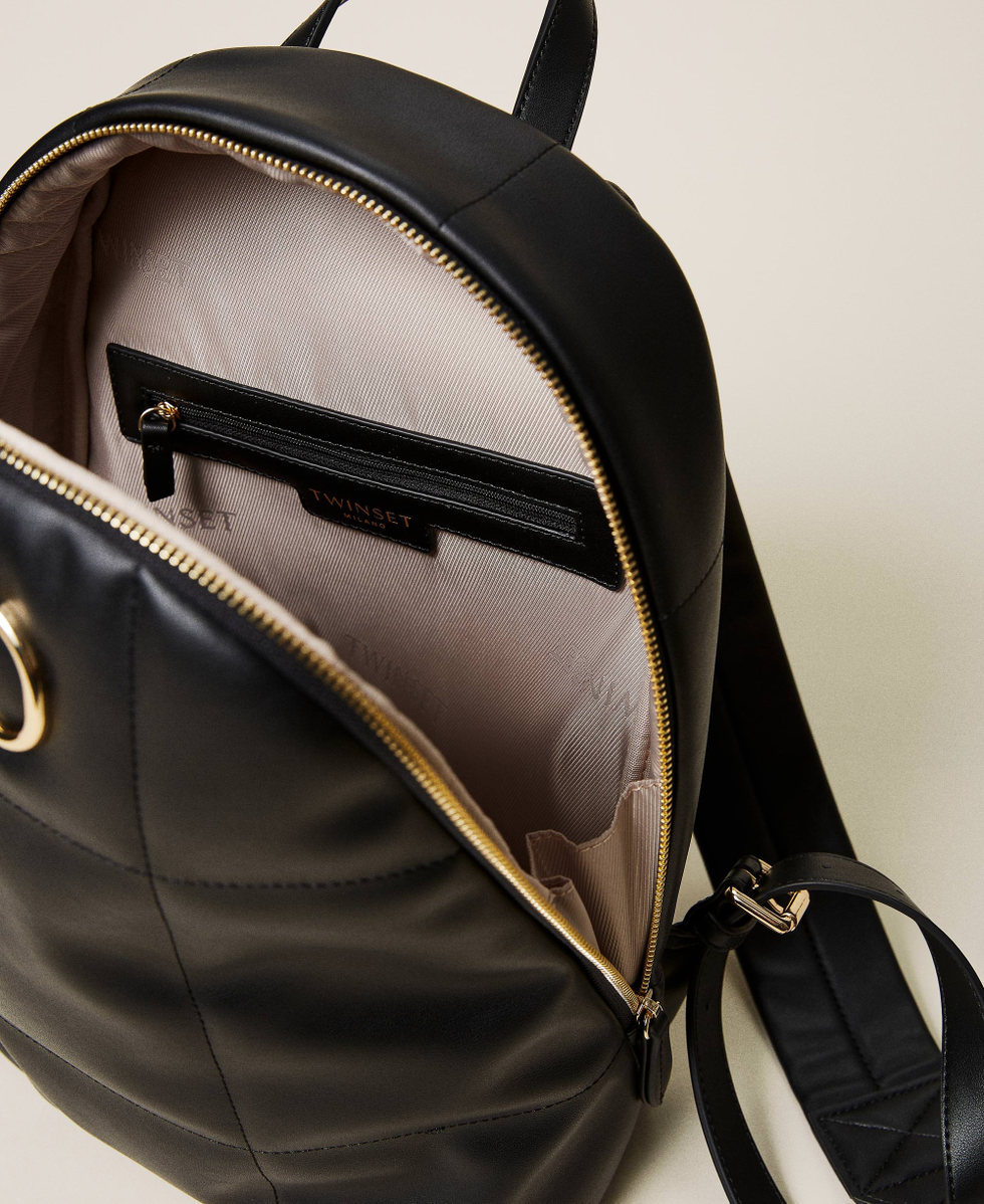 Quilted backpack with logo Woman Black TWINSET Milano