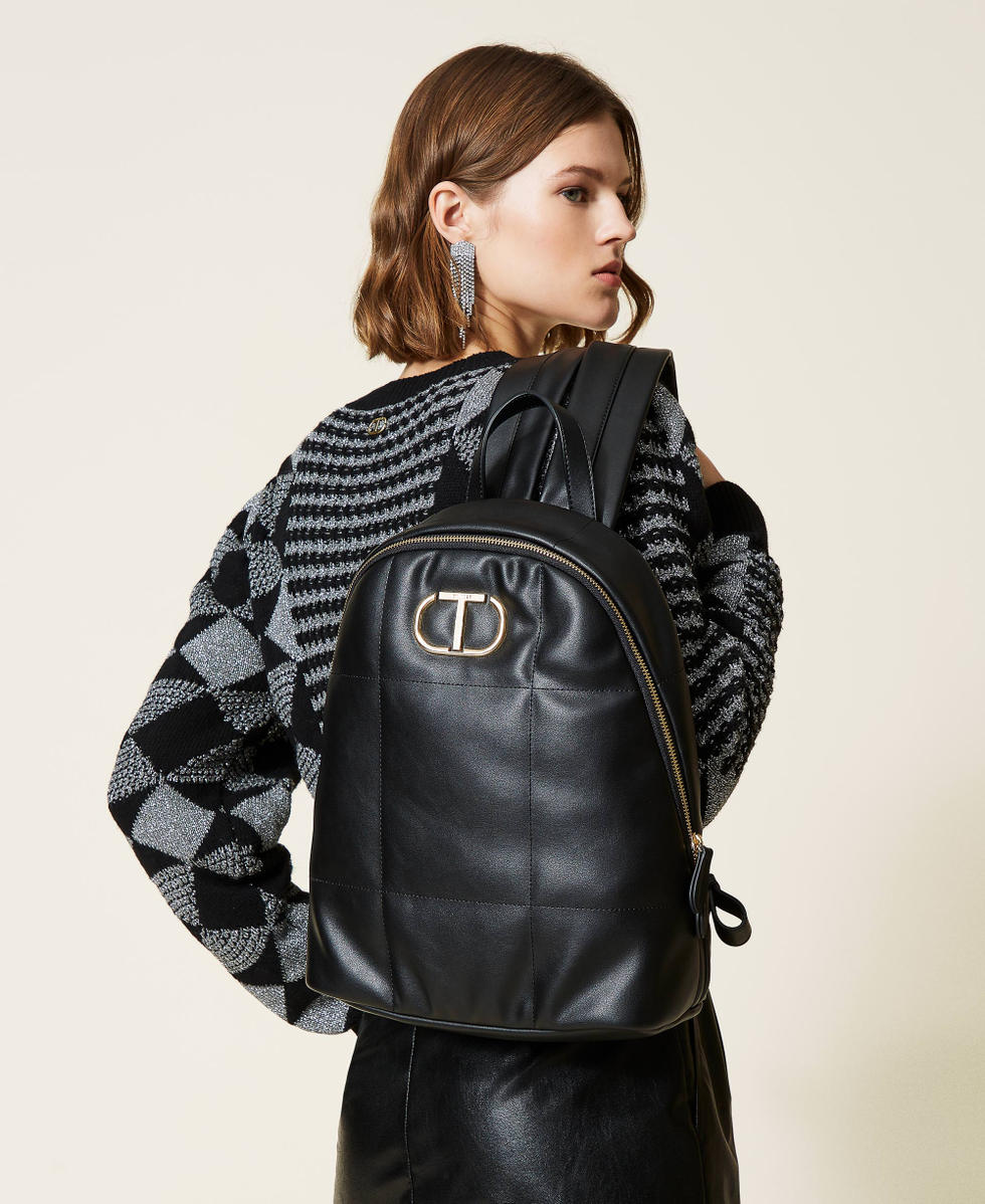Quilted backpack with logo Woman, Black | TWINSET Milano