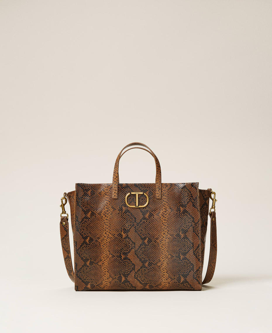 Bolso shopper Twinset Bag grande de piel Estampado Whips Cuero Mujer 212TB7290-01