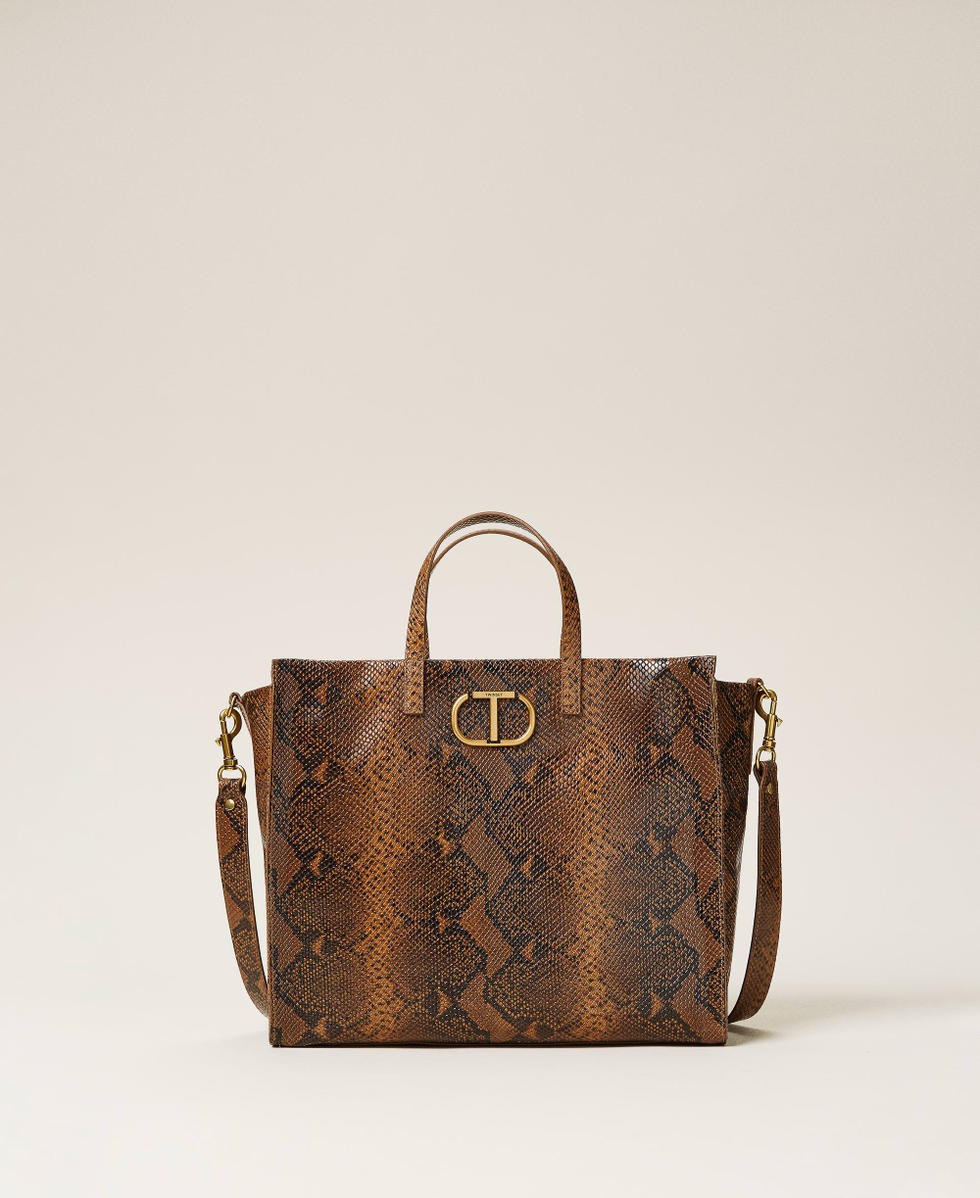 Large Twinset Bag leather shopper Leather Whips Print Woman 212TB7290-01