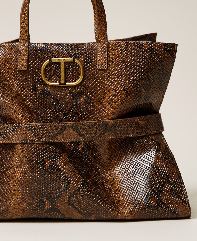 Bolso shopper Twinset Bag grande de piel Estampado Whips Cuero Mujer 212TB7290-02