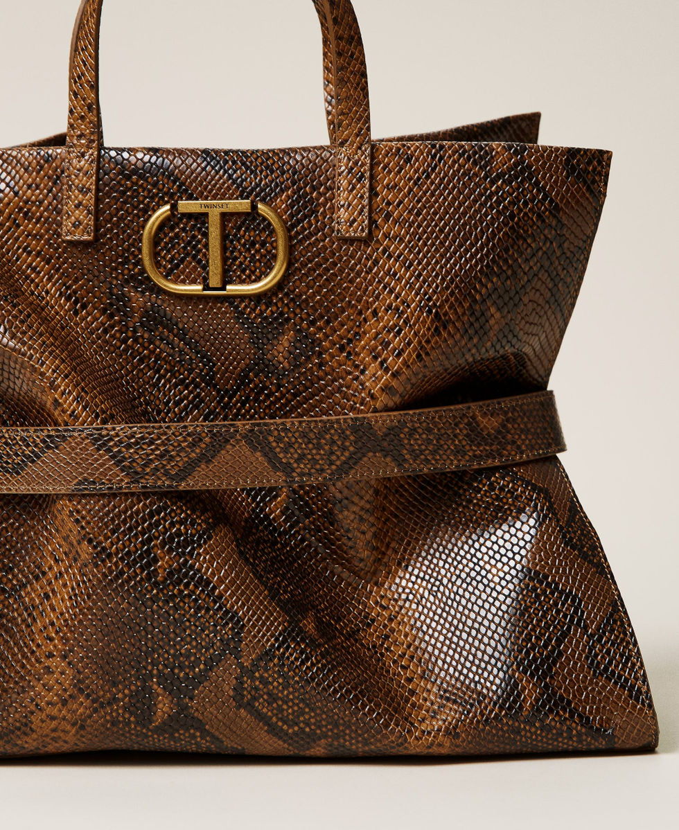 Large Twinset Bag leather shopper Leather Whips Print Woman 212TB7290-02