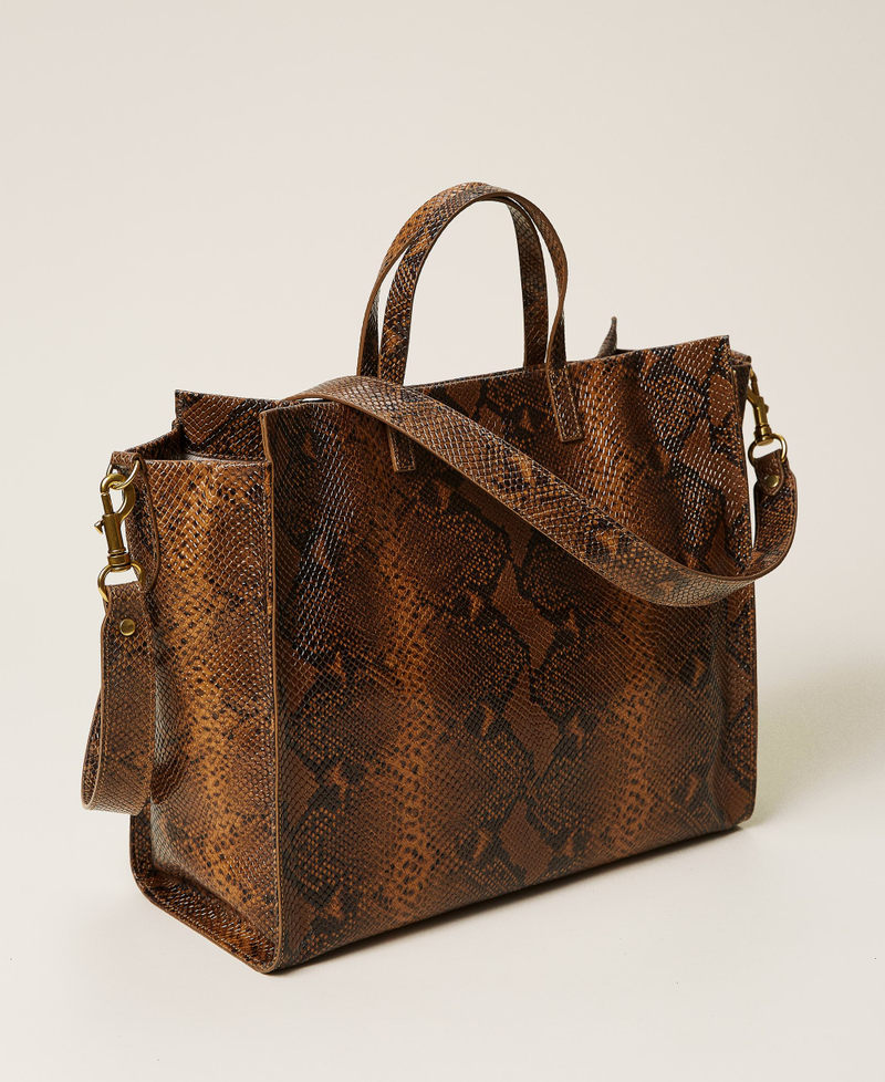 Große Twinset Bag im Shopperformat aus Leder Whips-Print Leder Frau 212TB7290-03