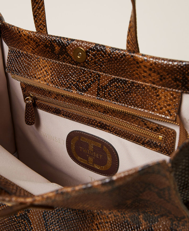 Bolso shopper Twinset Bag grande de piel Estampado Whips Cuero Mujer 212TB7290-05