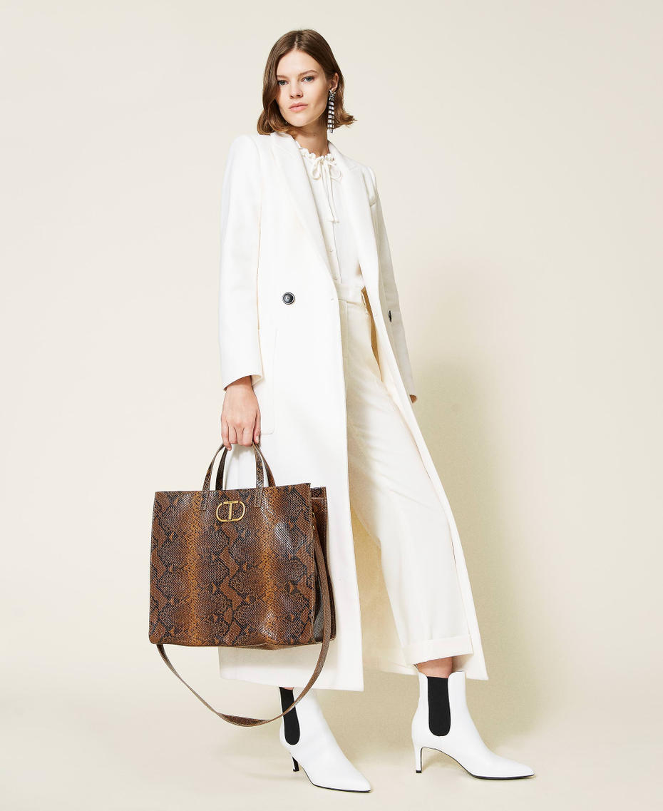 Große Twinset Bag im Shopperformat aus Leder Whips-Print Leder Frau 212TB7290-0S