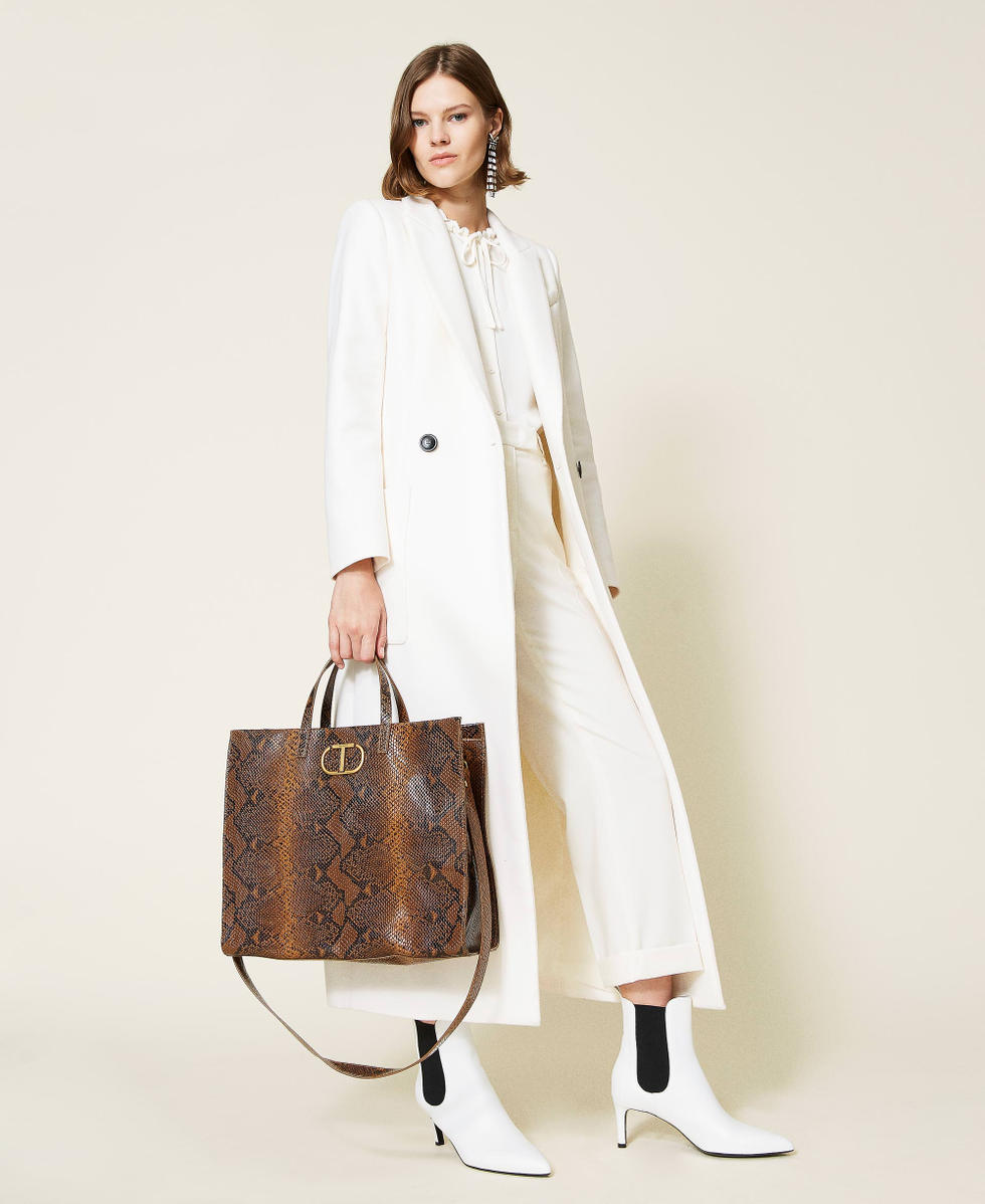 Large Twinset Bag leather shopper Leather Whips Print Woman 212TB7290-0S