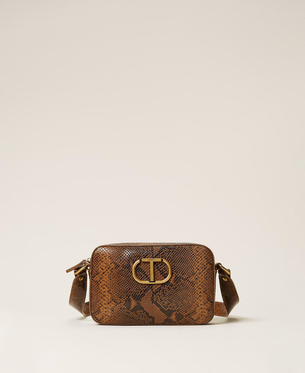 Borsa a tracolla in pelle animalier Donna, Marrone | TWINSET Milano