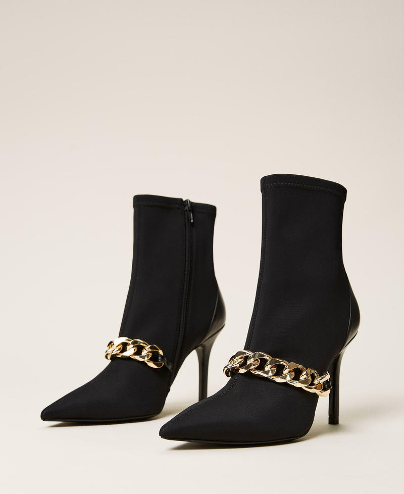 Ankle boots with chain Black Woman 212TCP03C-01